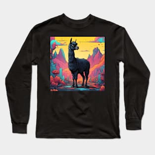 Black Llama, rainbow World Long Sleeve T-Shirt